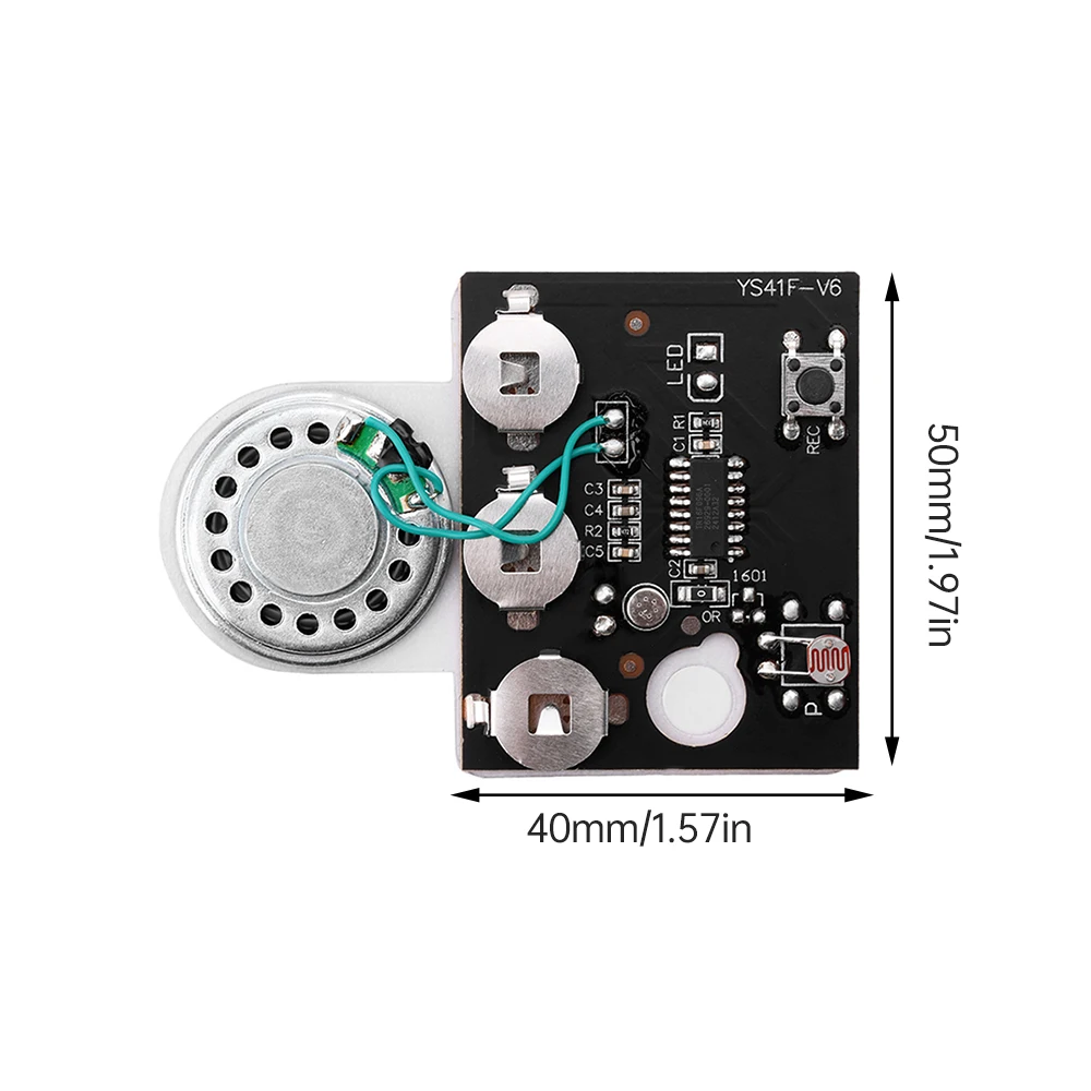 30s Audio Voice Recording Playback Module DIY Light-Sensitive Version Cord for Greeting Card NO with 3 LR1130 Batteries