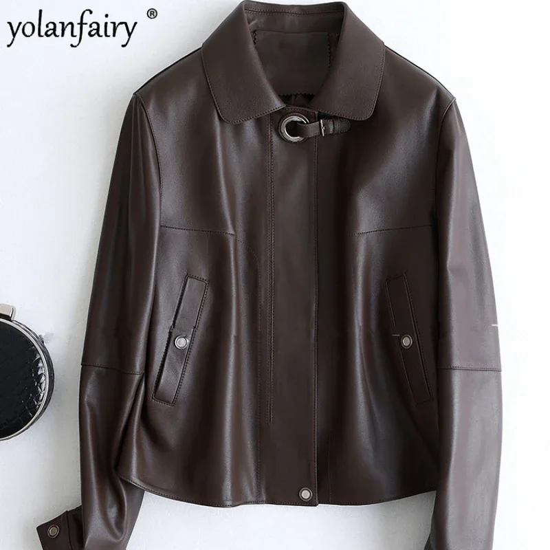 Genuine Leather Jacket Women Pure Sheepskin Coat Female Short Natural Leather Clothes 2023 New in Outwears High-end Slim Top FCY