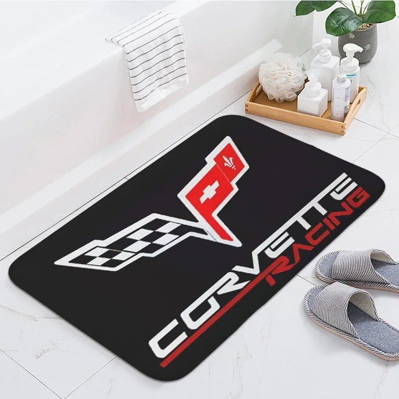 Bathroom Rug D-Corvettes Custom Doormat Entrance Door Hallway Porch Foot Mat Non-slip Carpet Entrance of House Slip-resistant