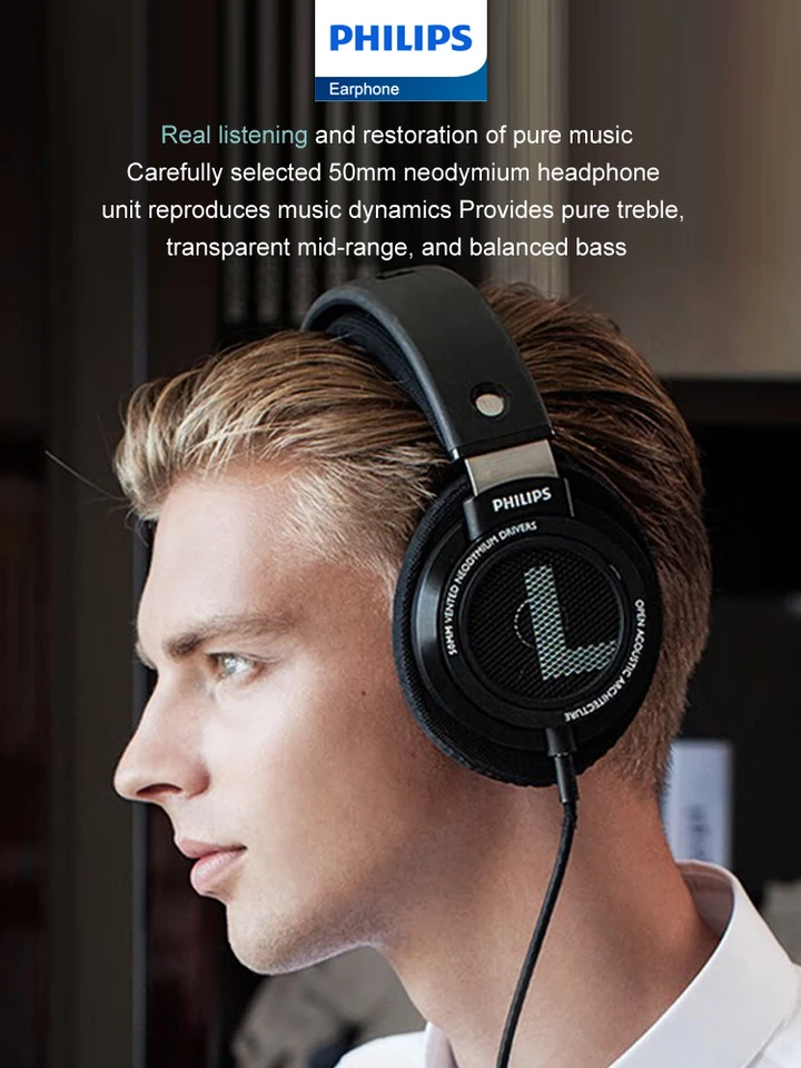 Philips Original SHP9500 Wired Headphones HiFi Stereo HD Mic Call