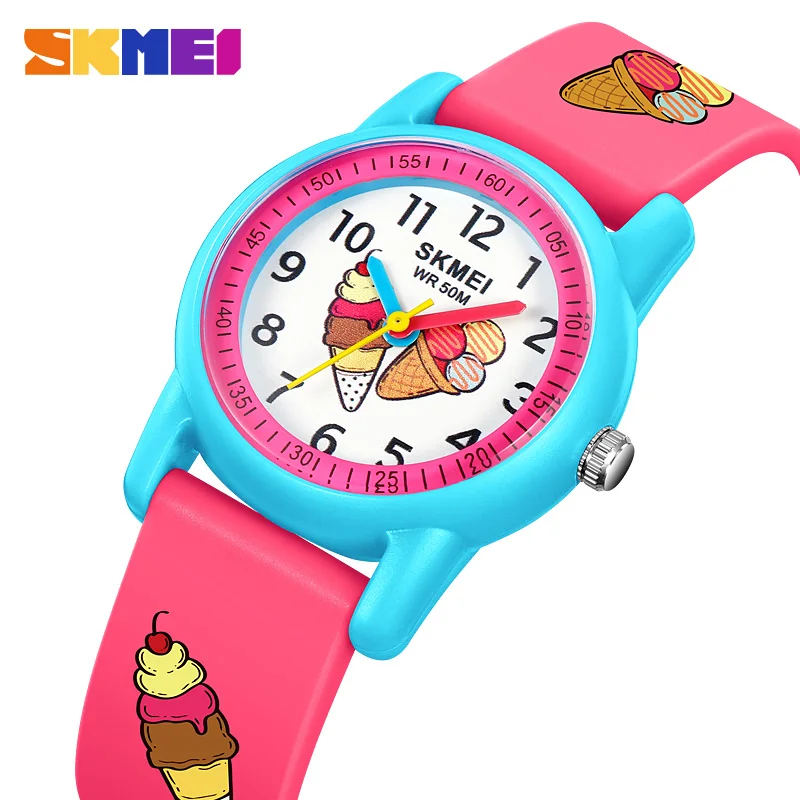 SKMEI 2157 Easy Read Children TPU Quartz Wristwatch Sports Kids Watches 50m Waterproof For Girls Boys Gift Cute Animal Clock