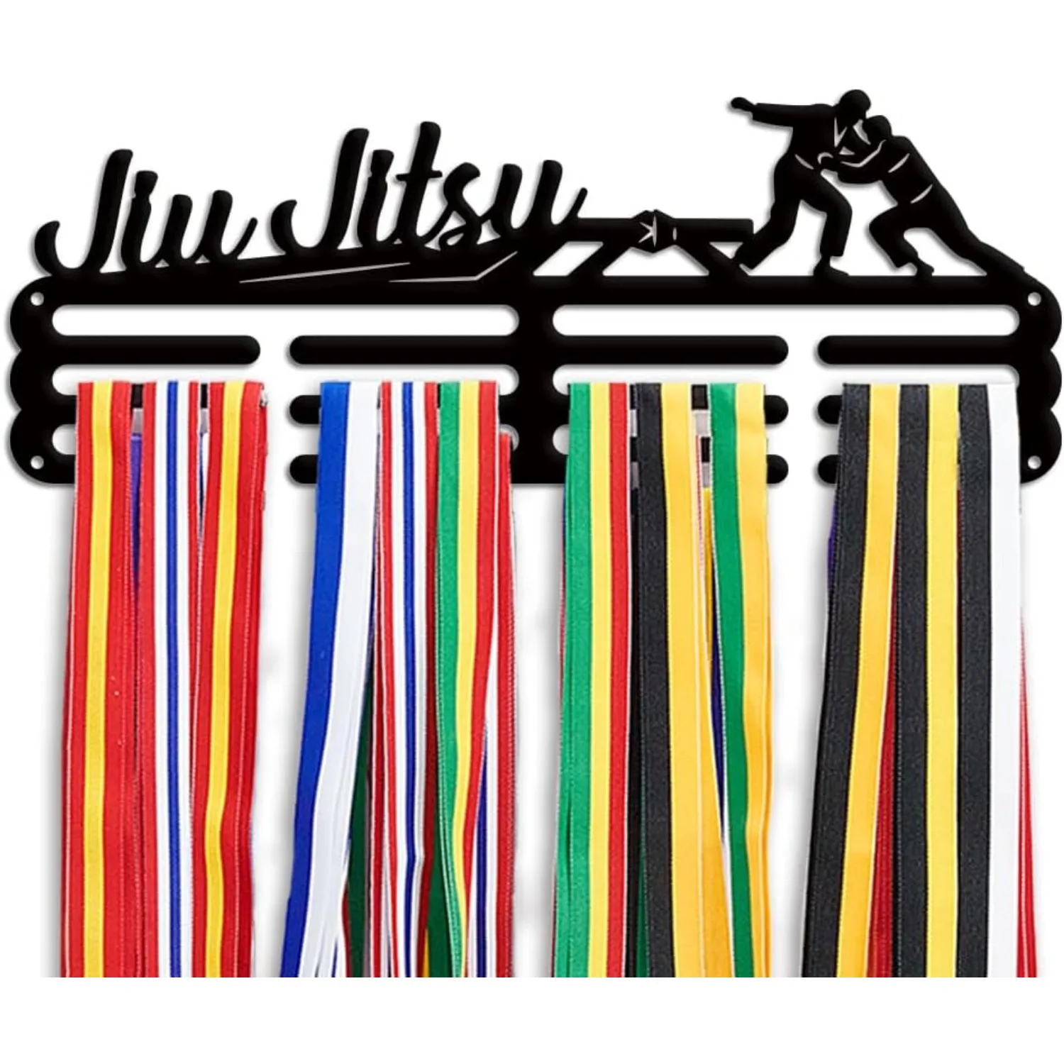 Medal Display Rack 15.7 Inch Wall Mount, Metal Medal Holder for Jiu Jitsu Sports Athletes, Award Ribbon Hanger
