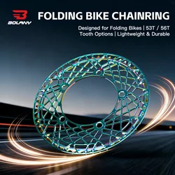 BOLANY Folding Bike Chainring 130BCD 53T/56T Hollow Rainbow Plating CNC Aluminum Super LightChainwheel for Crankset