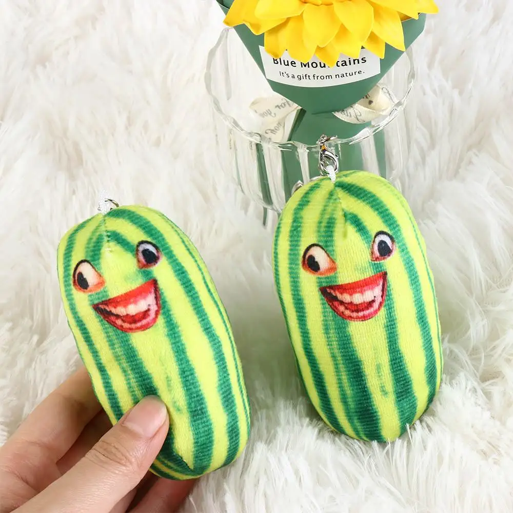 Style Accessories Watermelon Strips Plush Keychain Weirdness Keychain Funny Backpack Bag Pendant Creative Fruit Doll Keyring