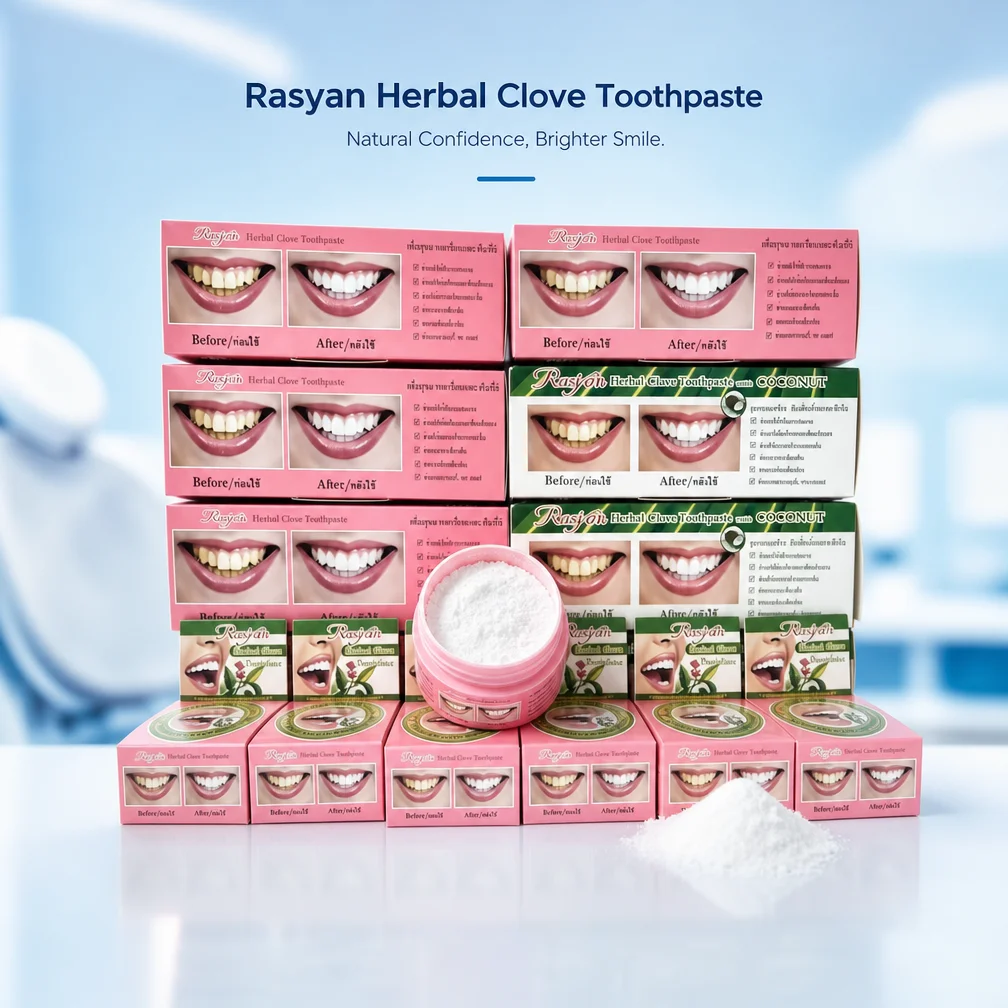 Herbal Toothpaste Powder Clove Coconut Thailand Whitening Fresh Breath Anti Tartar Gum Care Oral Hygiene Dental Reusable