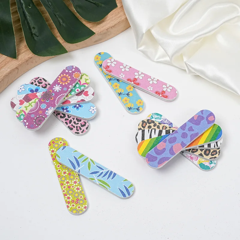 9cm Floral Printing Nail File Colorful Daisy Nail File Printed Double-Sided Nail File Sharpener Professional Manicure Tools