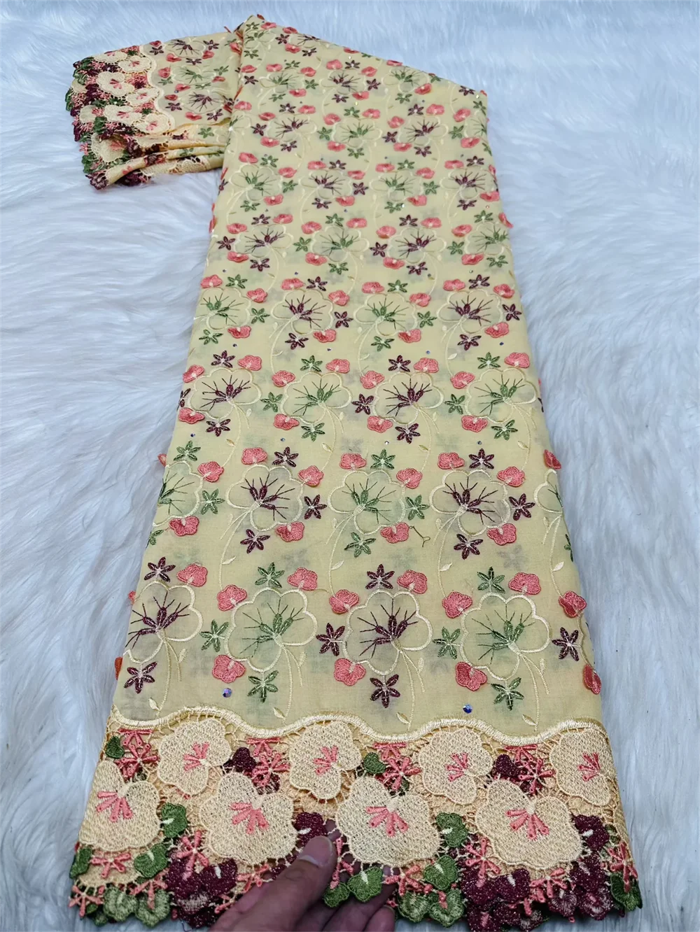 

Новое модное свадебное платье из нигерийского швейцарского кружева с 3D-аппликацией из цветов, африканский мягкий хлопок, водорастворимое, из Швейцарии