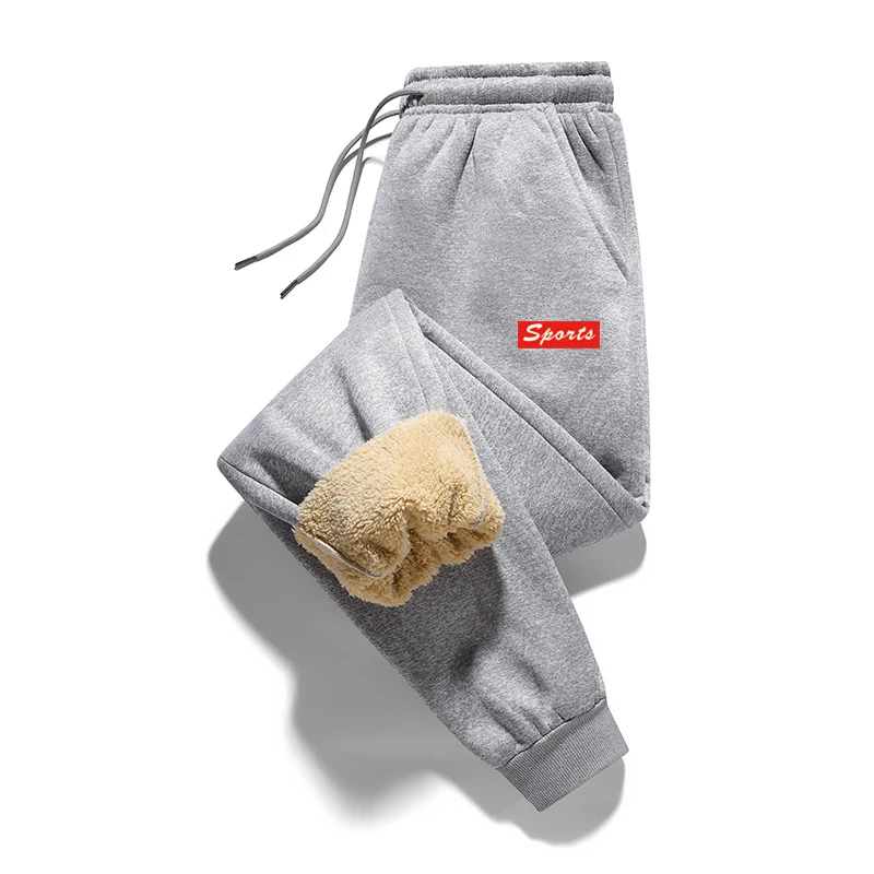 Lamb fleece pants for men, winter with added fleece and thickened pants for warmth, men's casual pants, sports pants, and youth