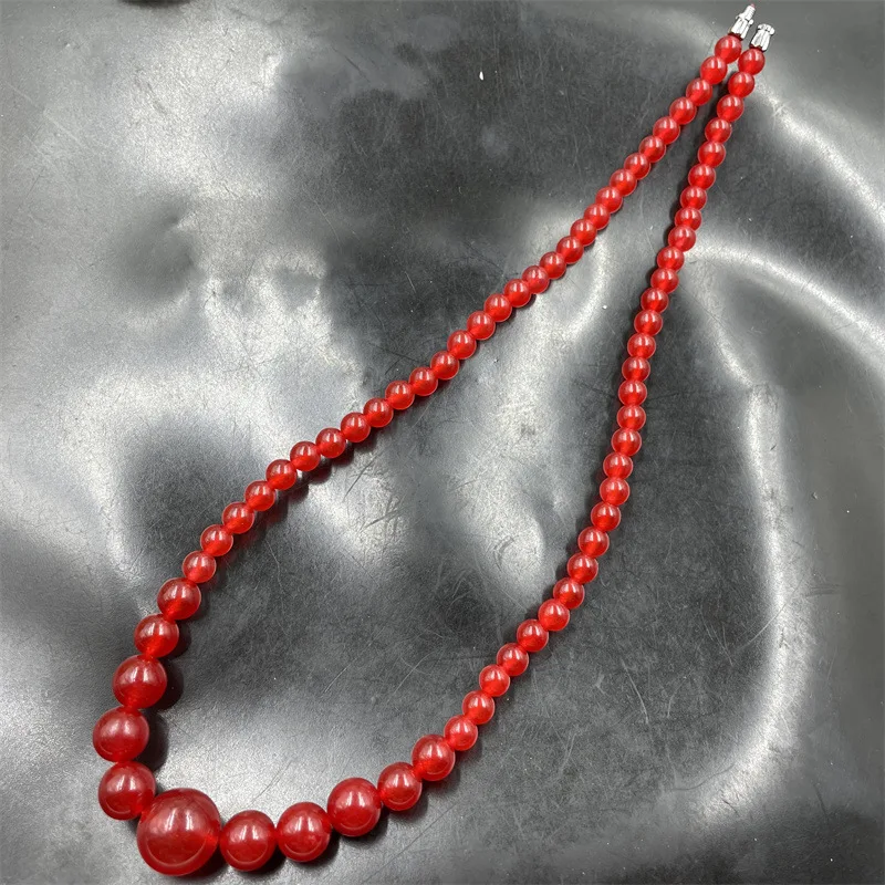 New Colorful Graduated Strand Women's Necklace Red Jade Clavicle Chain