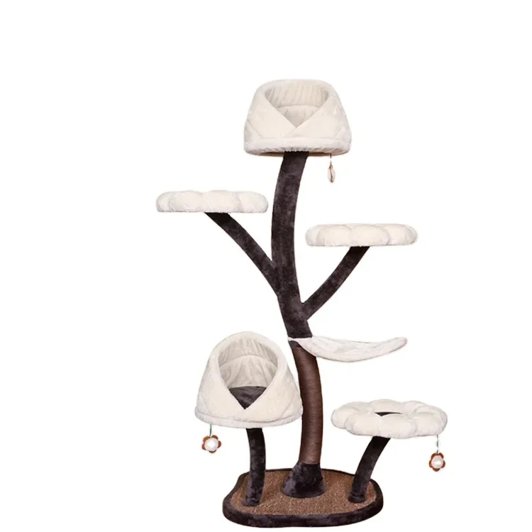 Cat Climber,Factory Wholesale Sisal Climbing Frame Toy Wooden Three-layer Cat Scratching Post Jumping Platform Tree