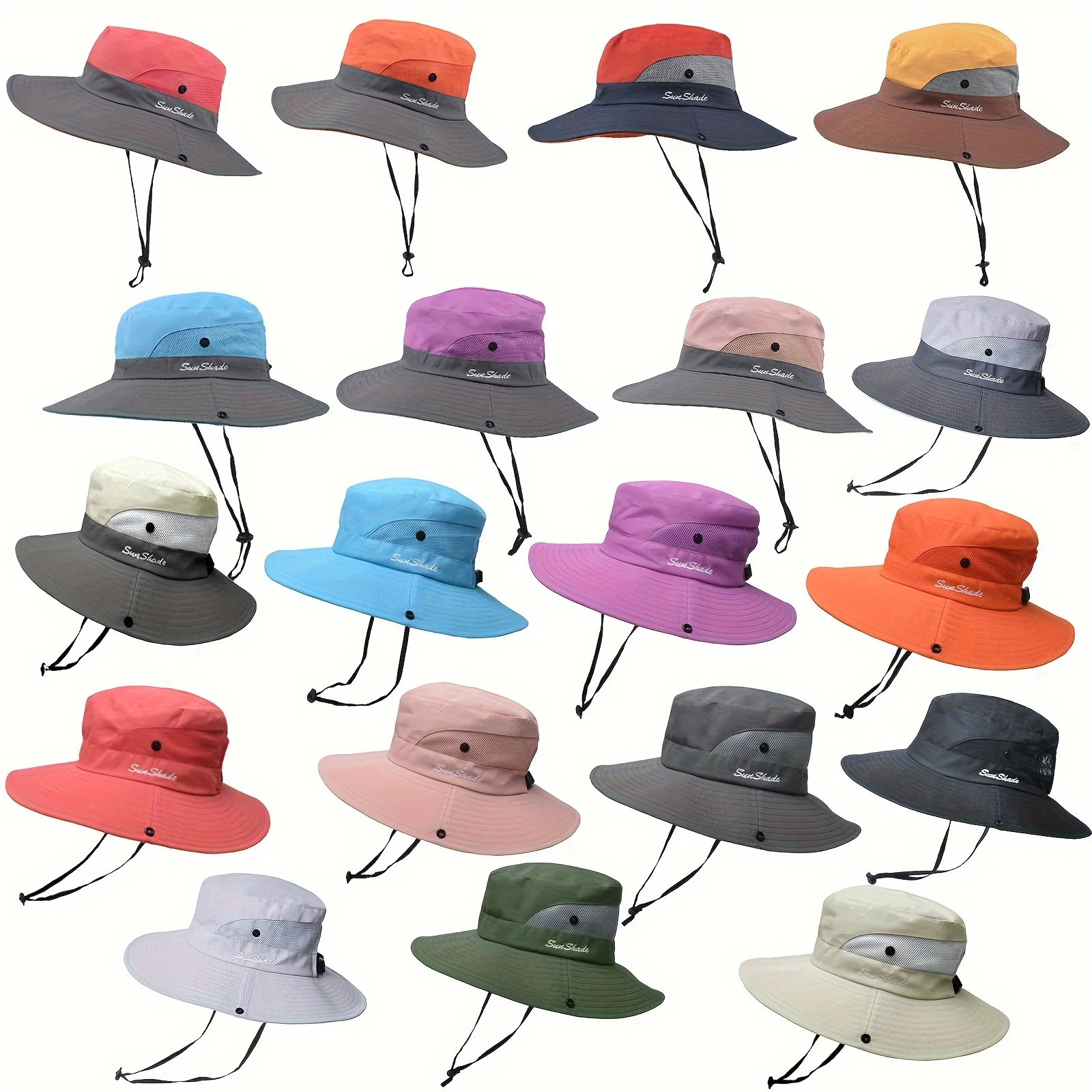 Damen-Sonnenhut in zwei Farben mit Pferdeschwanzöffnung – atmungsaktiv, breiter Rand, geeignet für Strand und Angeln – perfekt für Sommerhüte – Detail 3