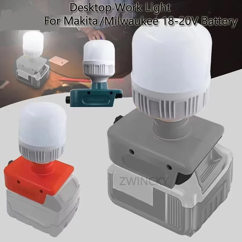 

Replacement for Dewalt/Makita/Milwaukee 18VBattery Desktop Bulb Lamp LED Work Light Dimmable Handheld Flashlight Camp Lighting