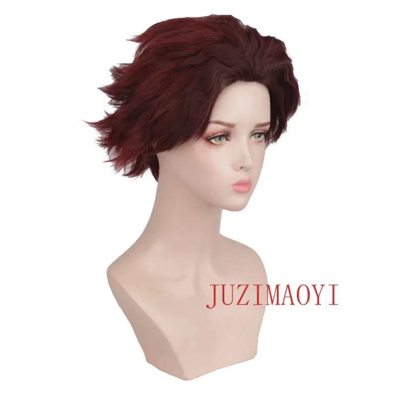 Tanjiro Kamado Short Chestnut Brown Heat Resistant Hair Cosplay Costume Wig