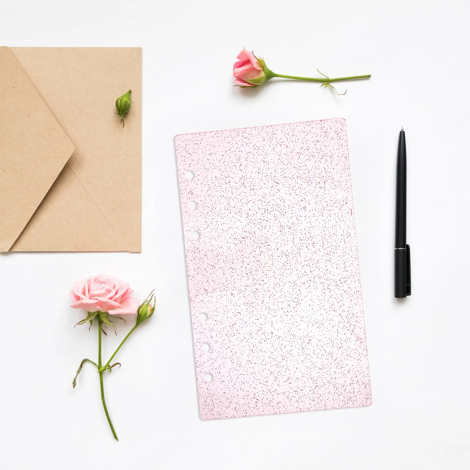 

A6 6-Hole Acrylic Notebook Binder Cover Glittery Semitransparent Planner Loose Leaf Journal Shell 6-Hole Acrylic Cover