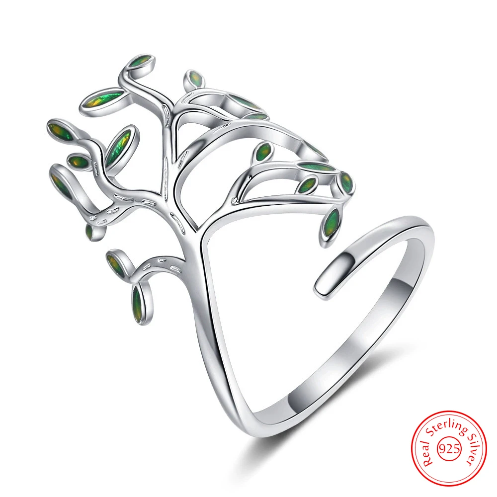 

Real 925 Sterling Silver Jewelry Tree Vintage Ring For Women New FQL25115
