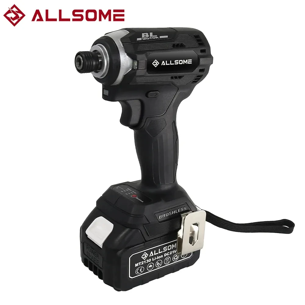 Allsome Cordless Impact Driver Kit,3-Speed,Brushless Motor,1/4-Inch, 3.0Ah 21V Lithium Battery