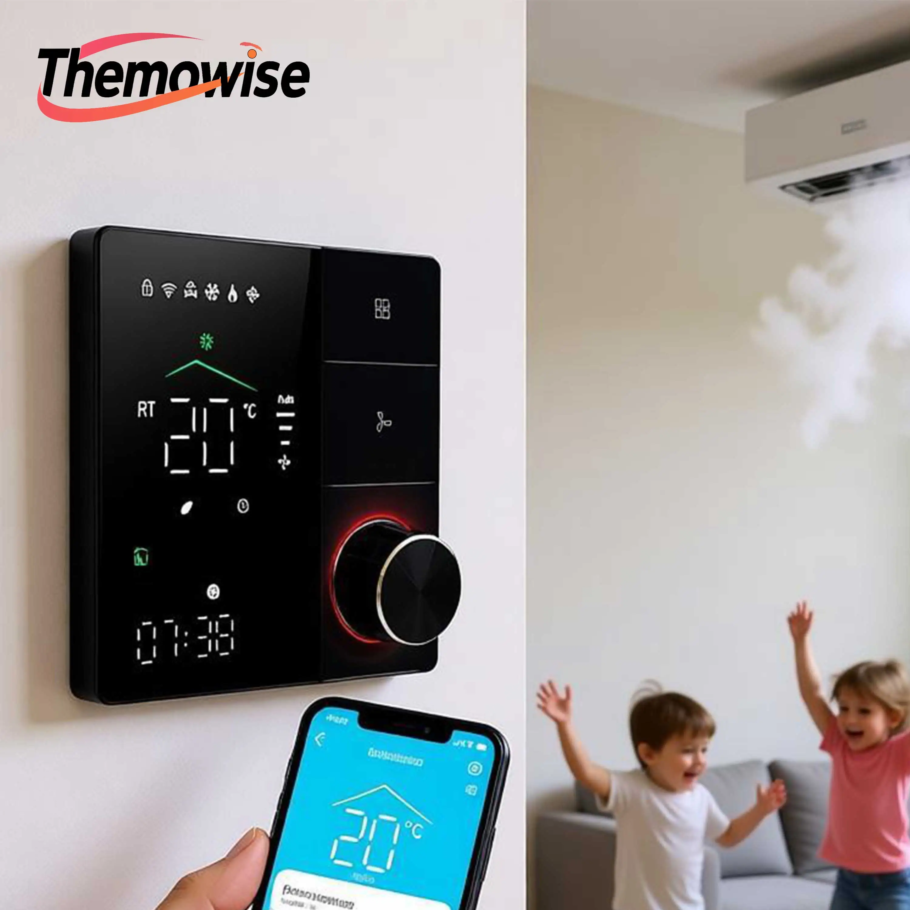 ZIGBEE/WIFI Cooling Heating Thermostat For Knob Operation AC Fan Coil 2P/4P 3-Speed Temperature Adjustment By 24V 220V