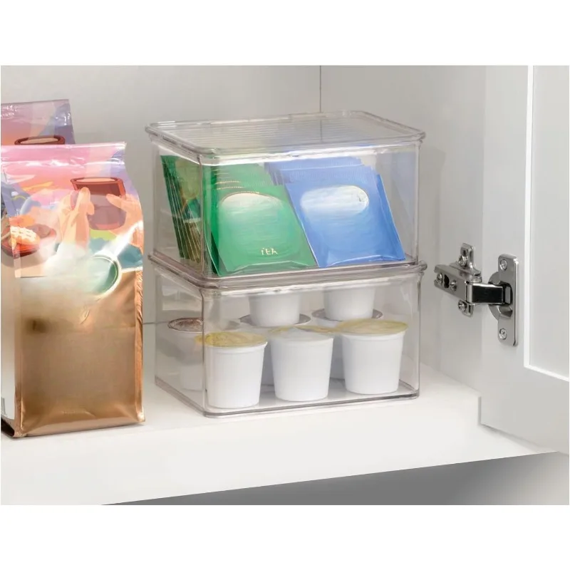 Recycled Plastic Pantry and Freezer Organizer Bin in Clear, 6.75 Inch x 5.75 Inch x 3.75 Inch