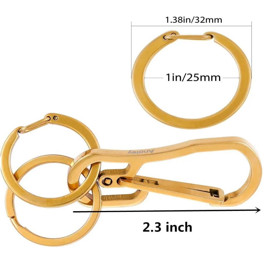 Ensemble d'anneaux rétractables à mousqueton, porte-clés en titane, crochets à dégagement rapide pour hommes et femmes