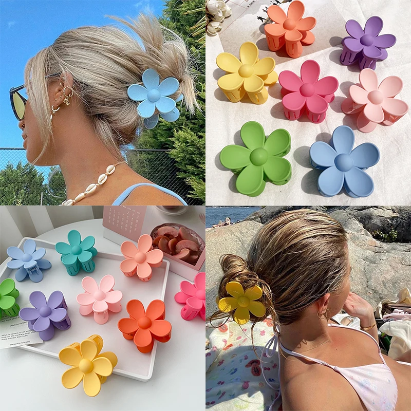 

New Flower Hair Clips For Women Sweet Hair Claw Ponytail Clips Holder Fashion Barrette Girls Headwear Hair Accessories