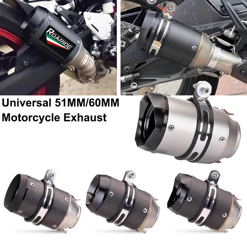 51 MM 60 MM Motorrad Auspuffrohr Motorrad Universal Schalldämpfer Für Kawasaki Yamaha Honda Suzuki Benelli S1000RR Z900 Tmax 530 R6