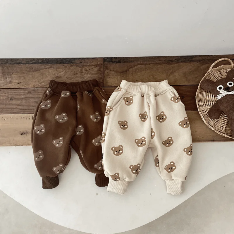 Newborn Baby Girl Boy Fleece Inside Pant Infant Toddler Child Middle Waist Trouser Casual Cotton Bottom Baby Clothes 9M-3Y