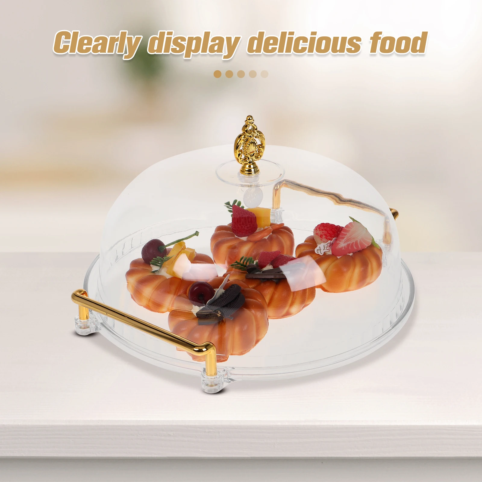 

Clear Cake Displaying Tray Cover Holder with Lid Transparent Plate Accessory Dome