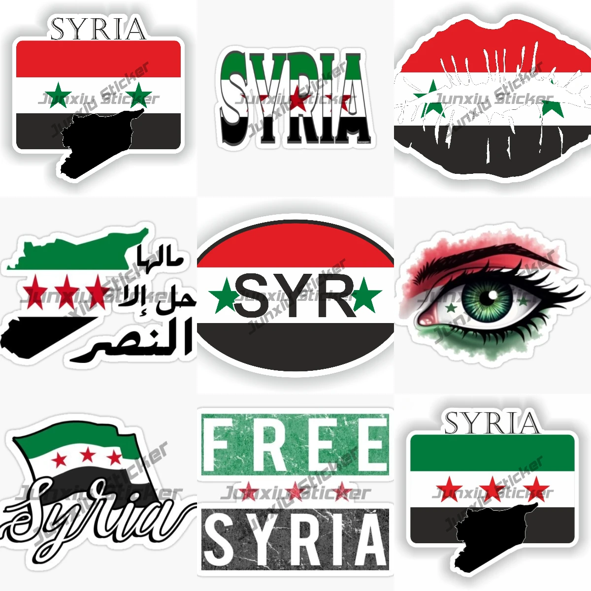 

Syria Coat of Arms High-Quality Stickers Syrian Flag Emblem Waterproof Accessories on Bumper Car Rear-Window Laptop accessories