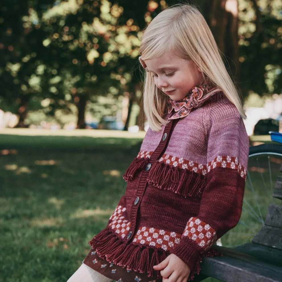 Kids Sweater 2026 Winter Jacquard Fashion Colorblock Tassel Girls Knit Cardigan Cotton Turtleneck Warm Cutout Pullover Knit Hat
