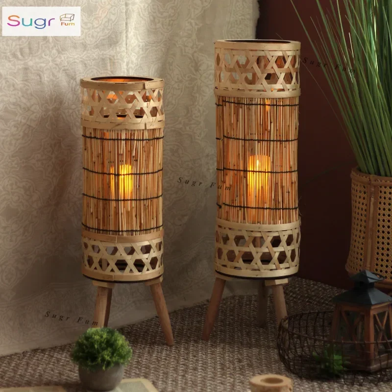 

Соломенный подсвечник ручной работы, китайский пасторальный ретро чайный домик, украшение B & B, торшер, украшения для фотосъемки