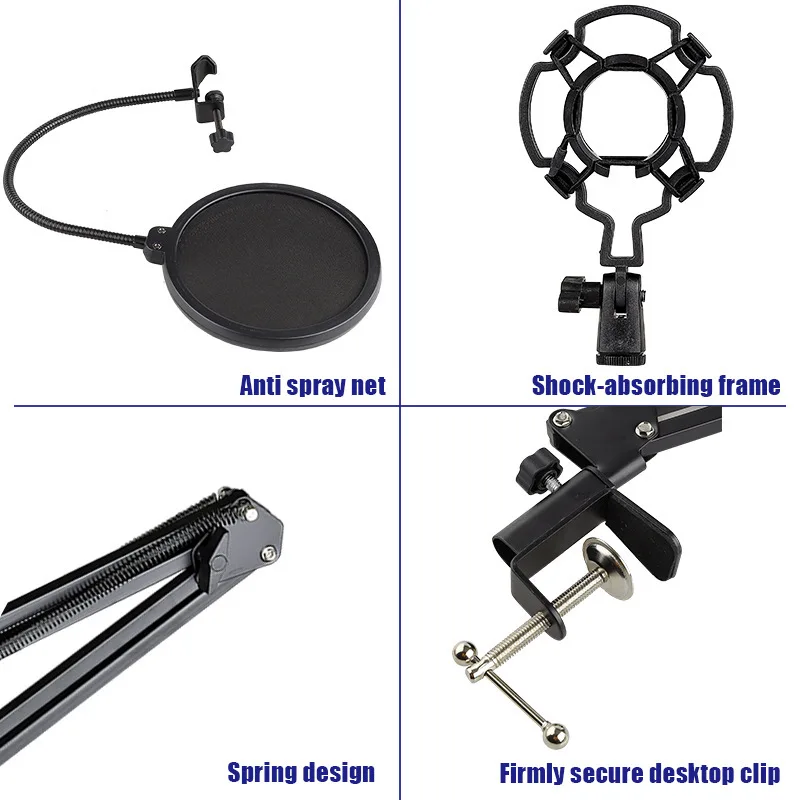모니터/음소거/리버브 기능이 있는 BM800USB 콘덴서 마이크 – 라이브 가라오케 녹음, 소음 제거를 위한 PC/전화 스트리밍 마이크