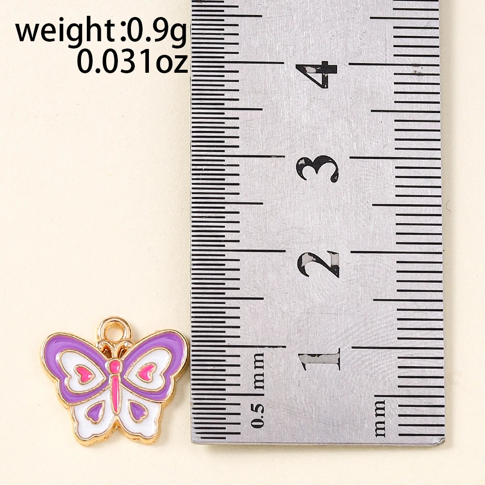 10 Stück 15x21mm Niedliche Emaille-Schmetterlingsanhänger für Schmuckherstellung, Ohrringe, Anhänger, Halsketten, Armbänder, DIY-Bastelzubehör – Detail 7