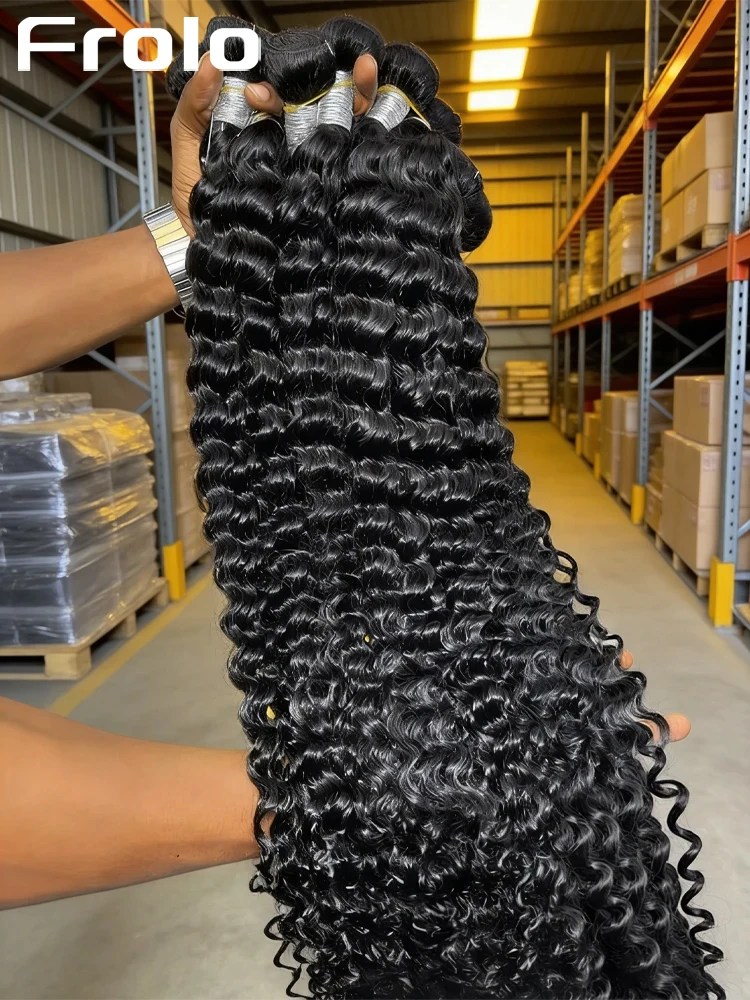 

Натуральные волосы Deep Wave, 1, 3, 4 пучка, бразильские, необработанные, Remy, для наращивания, волнистые, кудрявые, 32 дюйма