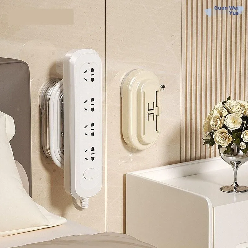 吸盤式壁掛け電源タップオーガナイザー、ルーター収納ラック、穴あけ不要、家庭用ケーブル管理ソリューション
