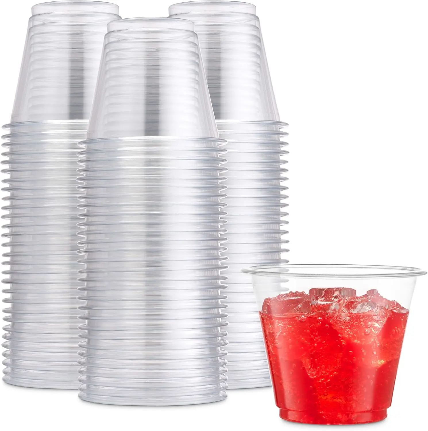 Paquete de 250 Vasos de Plástico Transparente, Vasos de 9 Onzas Estilo Clásico, Vasos Desechables para Beber, Vasos de Plástico al por Mayor para Fiestas de Cumpleaños