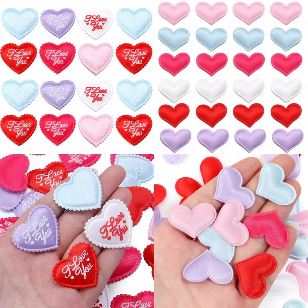 50/100pcs 25-35mm Romantic Sponge Satin Fabric Heart Petals Confetti Wedding Party Table Bed Heart Petals Valentine Decoration
