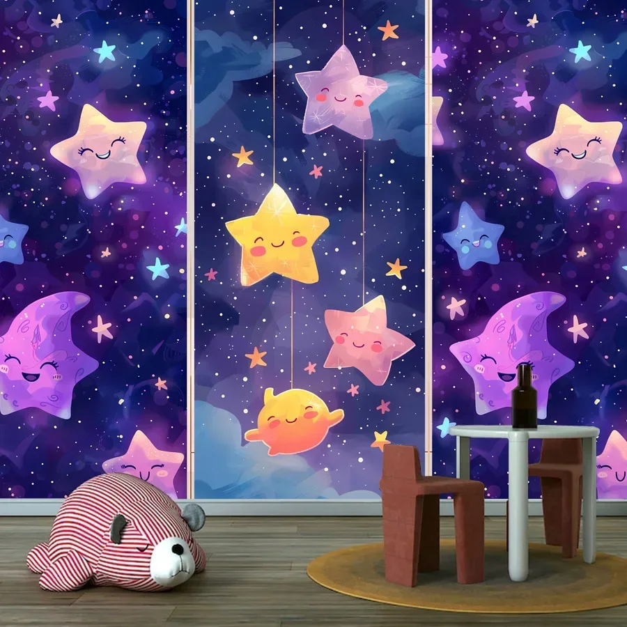 Wall Papers Home Decor Peel and Stick Wallpaper Contact Paper Wallpapers  for Living Room Bedroom Kids Baby Starry Moon TV Mural