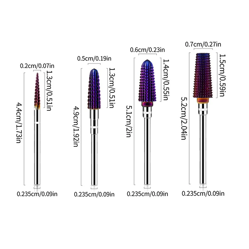 Tungsten Plated Purple Tungsten Steel Nail Drill Bit Electric Nail Mills Cutter For Manicure Machine Nail Accessories