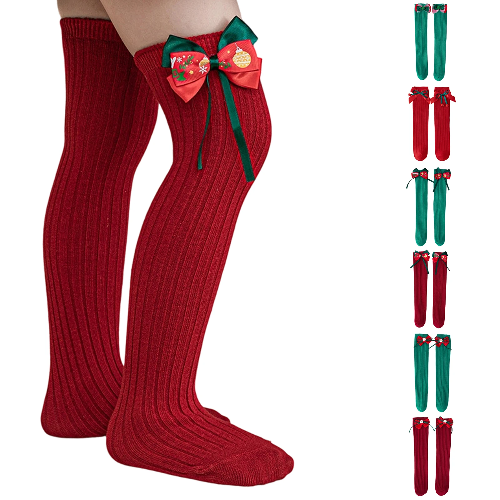 

Children's Bow-tie Calf Socks,Christmas Bow Mid-calf Socks,Christmas Socks,Winter Warm Knee High Socks