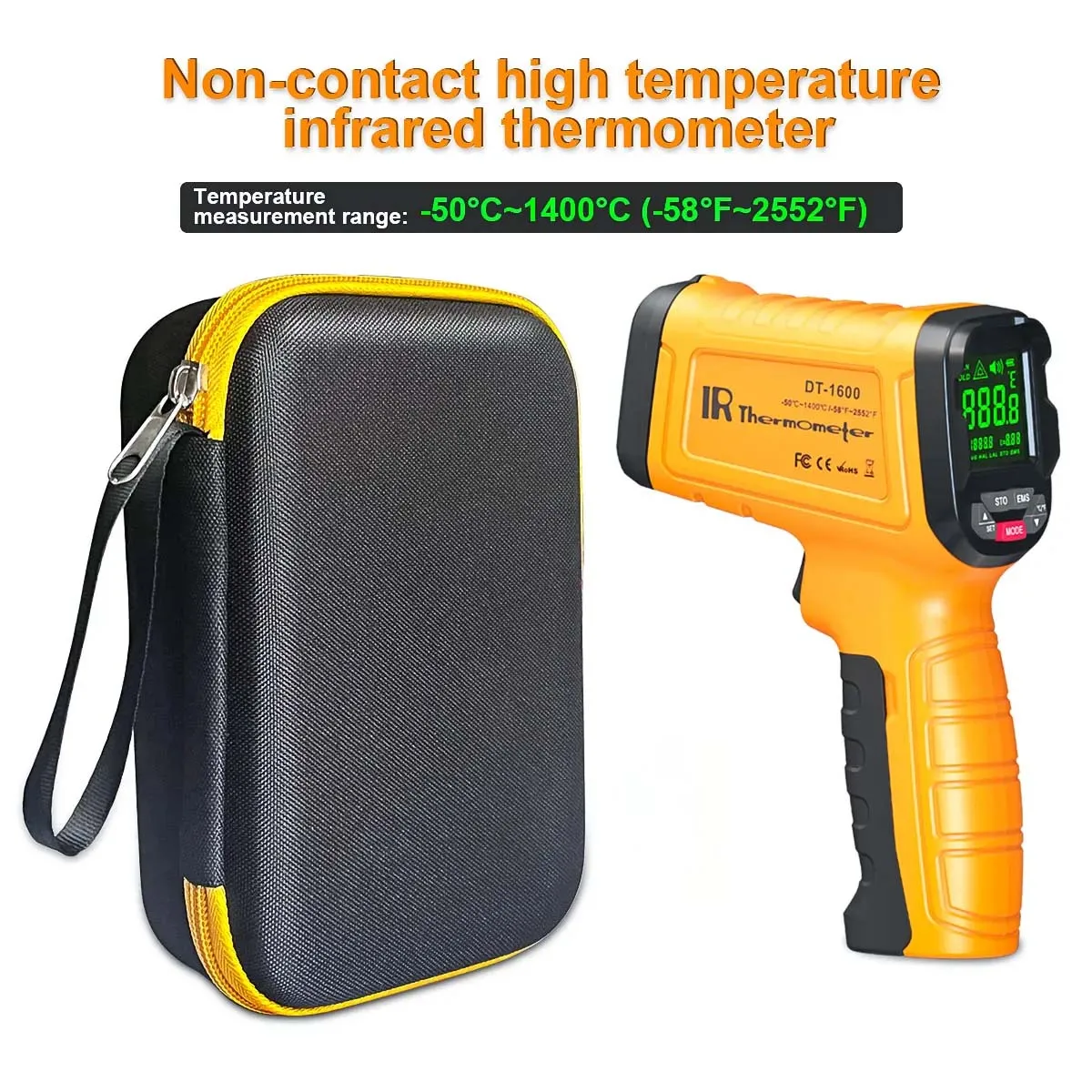 1pc Infrared Thermometer  High Temp Thermometer Pyrometer Non Contact Digital Dual Laser Pointers Flashlight IR Temperature Gun