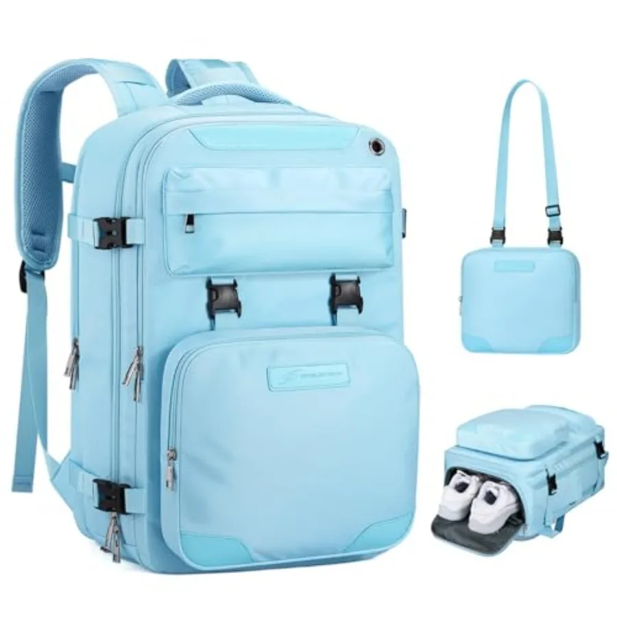 

Travel Backpack for Women Men, 35L Laptop Backpack Fits 17-Inch Laptop, Carry On Backpack for Airplanes with Crossbody BagandSh