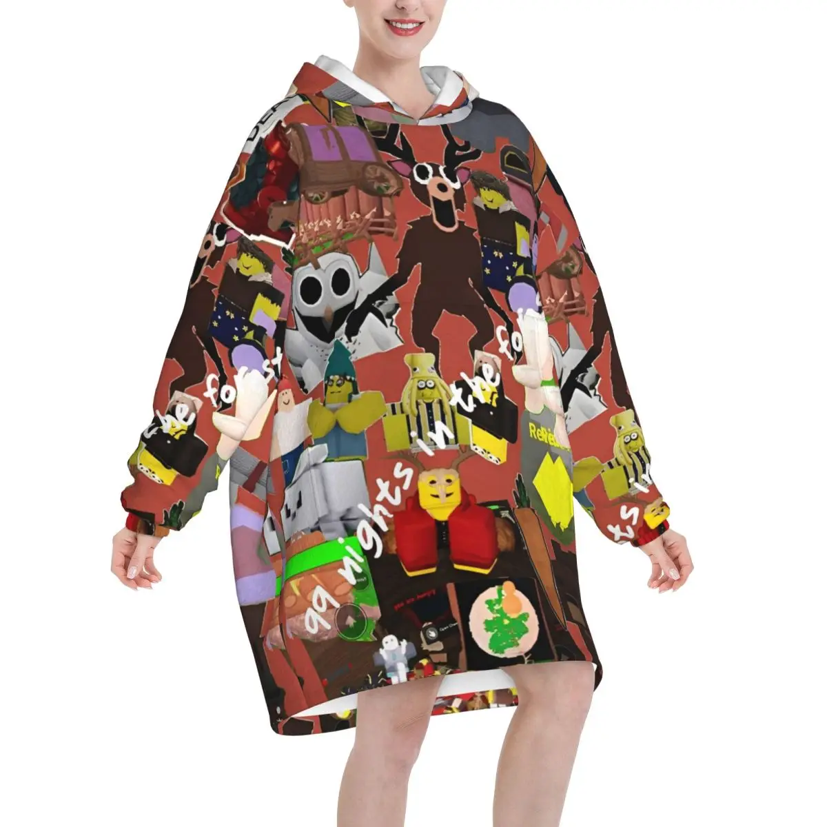 99 ليلة في الغابات بطانية هوديي المتضخم يمكن ارتداؤها ألعاب الفيديو البلوز بطانية هدايا دافئة للنساء الفتيات صديقة