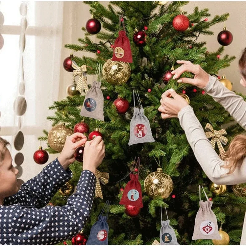 1sheet Number Merry Christmas Gift Stickers Advent Calendar Number Paper Stickers Multi-Function DIY Gift Packaging Labels Decor