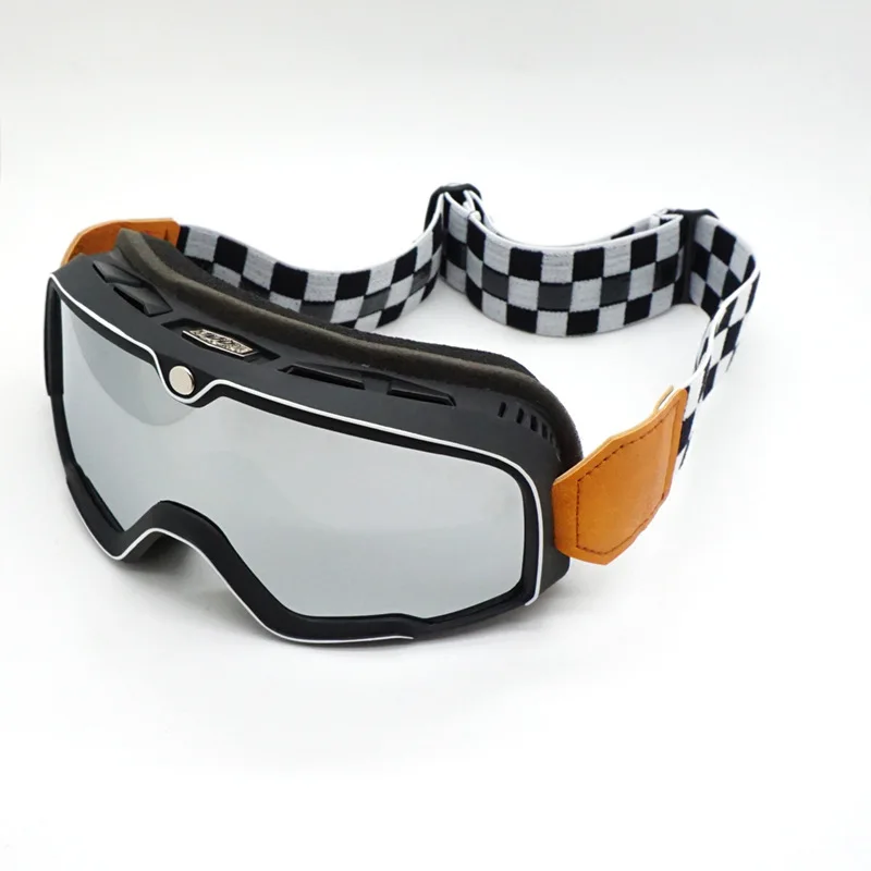 Retro motorcycle goggles checkerboard black and white strips outdoor off-road sports riding glasses motorcycle goggles