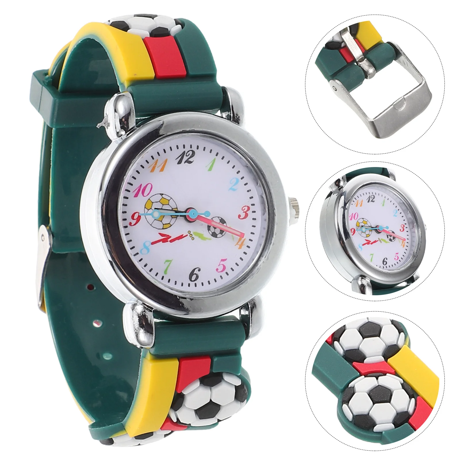 Cartoon Soccer Kids Watch 3D Silicone Quartz Wristwatch Time Teaching Outdoor Activities Boys Girls Cute Analog