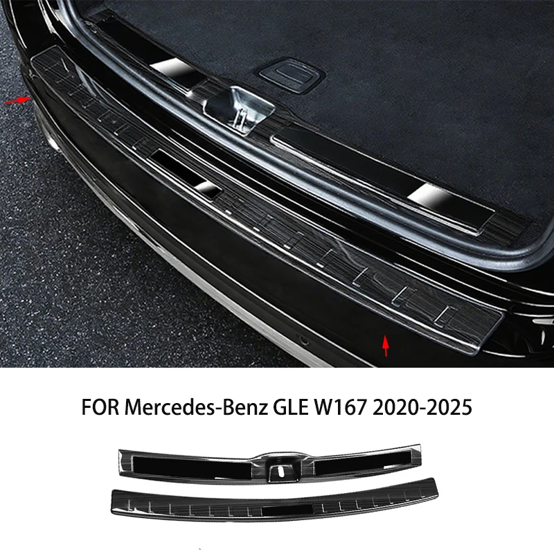 

FIT FOR Mercedes-Benz GLE W167 2020-2025 Stainless steel Rear Trunk outside inside Bumper Protector cover sill guard Trim