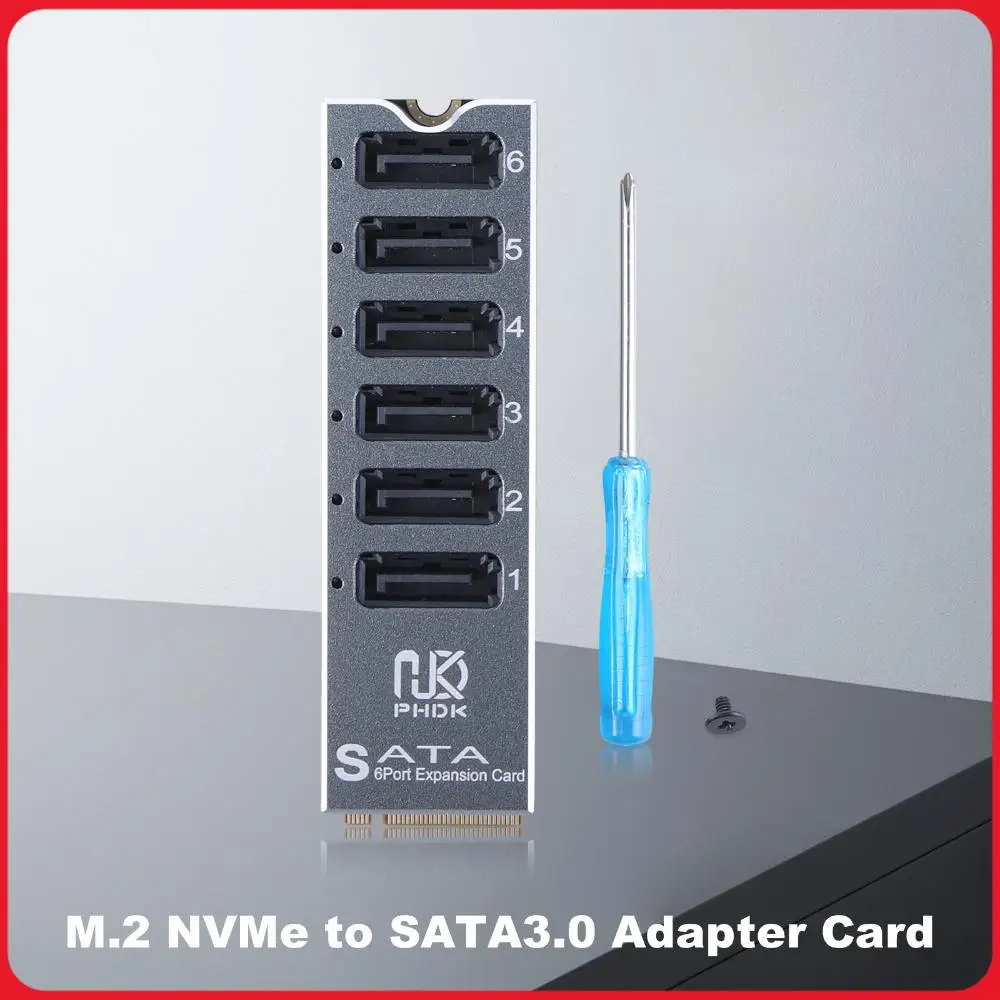 

M.2 M KEY NVMe To 6 Ports SATA Convert Card with Smart Indicator M.2 NVMe To 6 Ports SATA 3.0 Expansion Card ASM1166 Chip
