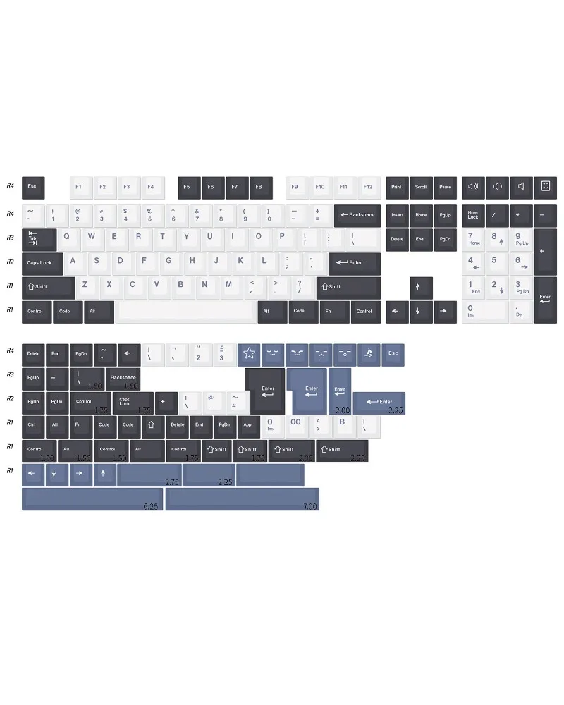 

Mechanical keyboard factory height PBT sublimation full set of two-color keycaps 61/68/87/104