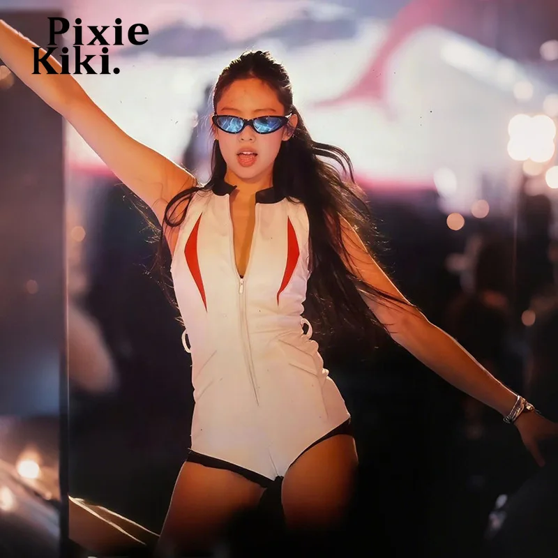 PixieKiki Jennie سستة بلا أكمام قطعة واحدة رومبير للمرأة الهذيان الملابس كلوبوير موتو ارتداءها الوافدين الجدد 2025 P71-DB24 #1