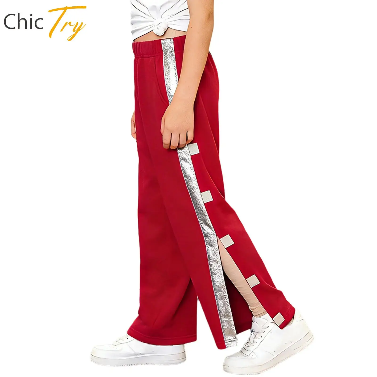 

Kids Boys Special Needs Adaptive Clothing Tear Away Hook-And-Loop Fastener Sweatpants Side Metallic Athletic Pants Sportswear